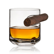 Load image into Gallery viewer, Viski- Raye Crystal Whiskey Glass w/ Built-in Cigar Holder