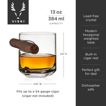 Load image into Gallery viewer, Viski- Raye Crystal Whiskey Glass w/ Built-in Cigar Holder