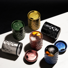 Load image into Gallery viewer, Viski-Paragon Ceramic Coated Rocks Tumbler w/ Lid - Satin Green