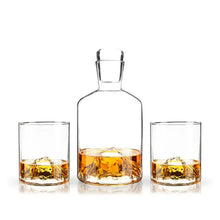 Load image into Gallery viewer, Viski- Mountain Themed Crystal Decanter & Tumblers Set - Set of 3