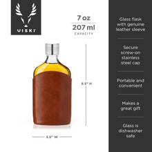Load image into Gallery viewer, Viski- Admiral Vintage-Style Parker Leather-Wrapped Glass Flask