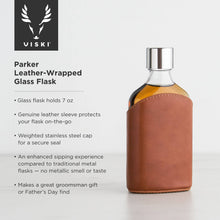 Load image into Gallery viewer, Viski- Admiral Vintage-Style Parker Leather-Wrapped Glass Flask