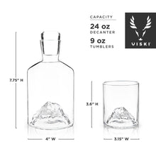 Load image into Gallery viewer, Mountain Themed Crystal Decanter &amp; Tumblers Set - Set of 3
