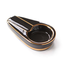 Load image into Gallery viewer, Single Black and Gold Inlay Ceramic Ashtray
