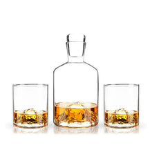 Load image into Gallery viewer, Mountain Themed Crystal Decanter &amp; Tumblers Set - Set of 3
