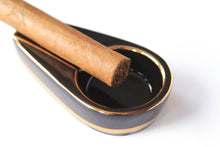 Load image into Gallery viewer, Single Black and Gold Inlay Ceramic Ashtray
