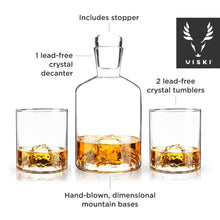 Load image into Gallery viewer, Mountain Themed Crystal Decanter &amp; Tumblers Set - Set of 3
