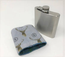 Load image into Gallery viewer, 6oz Harris Tweed Hip Flask -Black Herringbone  - HT35
