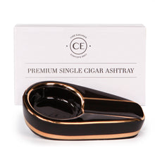 Load image into Gallery viewer, Single Black and Gold Inlay Ceramic Ashtray

