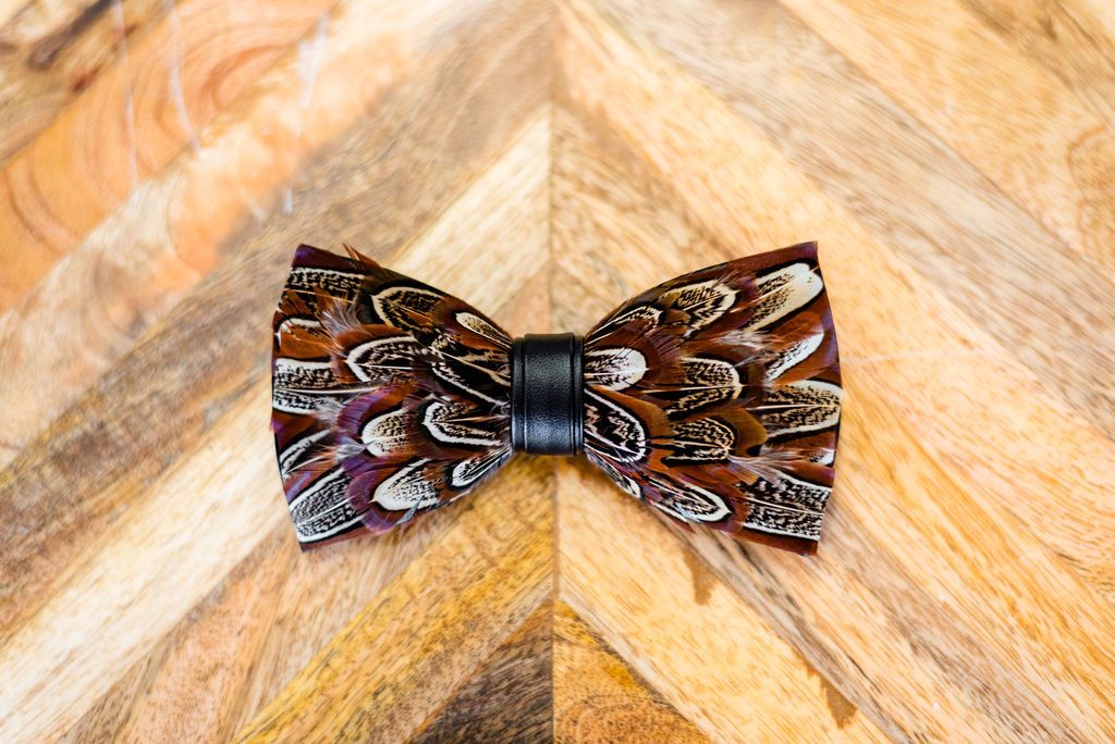 Feather Bow Tie - Cattail